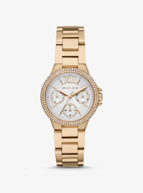Damske Gold-tone Hodinky Michael Kors Mini Camille Pavé Zlate - Hodinky Michael Kors Akcia | QCTZN-0352